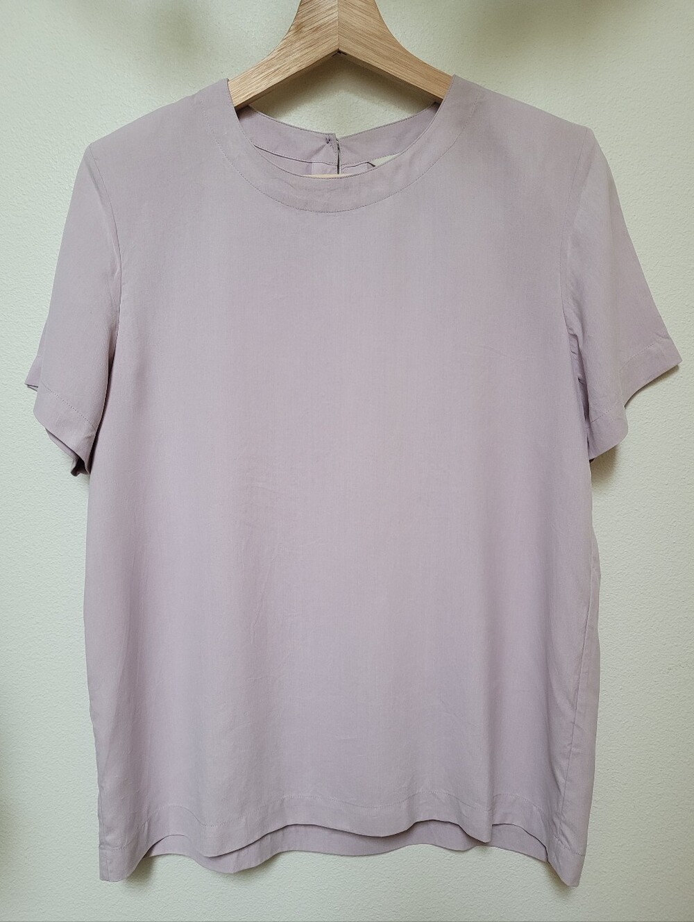 Orvis 100% Silk Vintage Back Button Closure Tee, Pale Purple